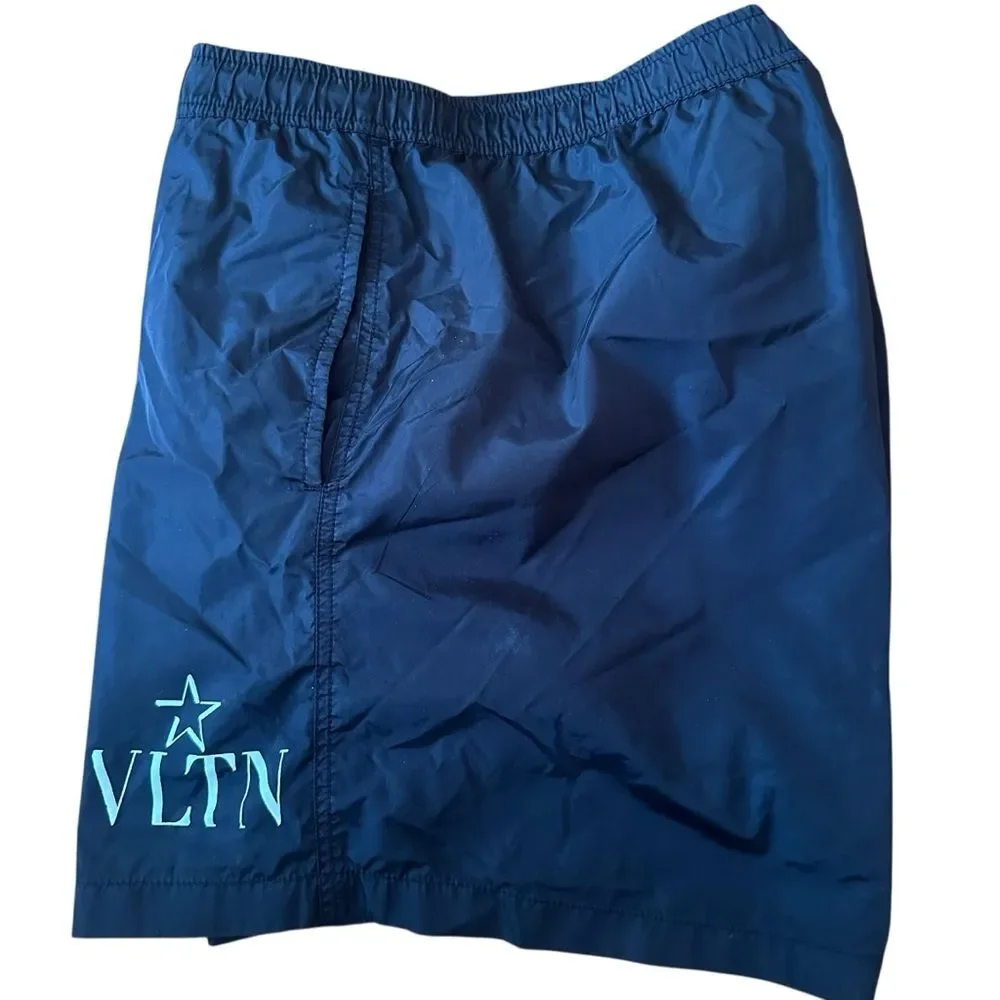 Valentino Garavani Short-Length Logo-Print Swim Shorts Black, Size 48, Medium